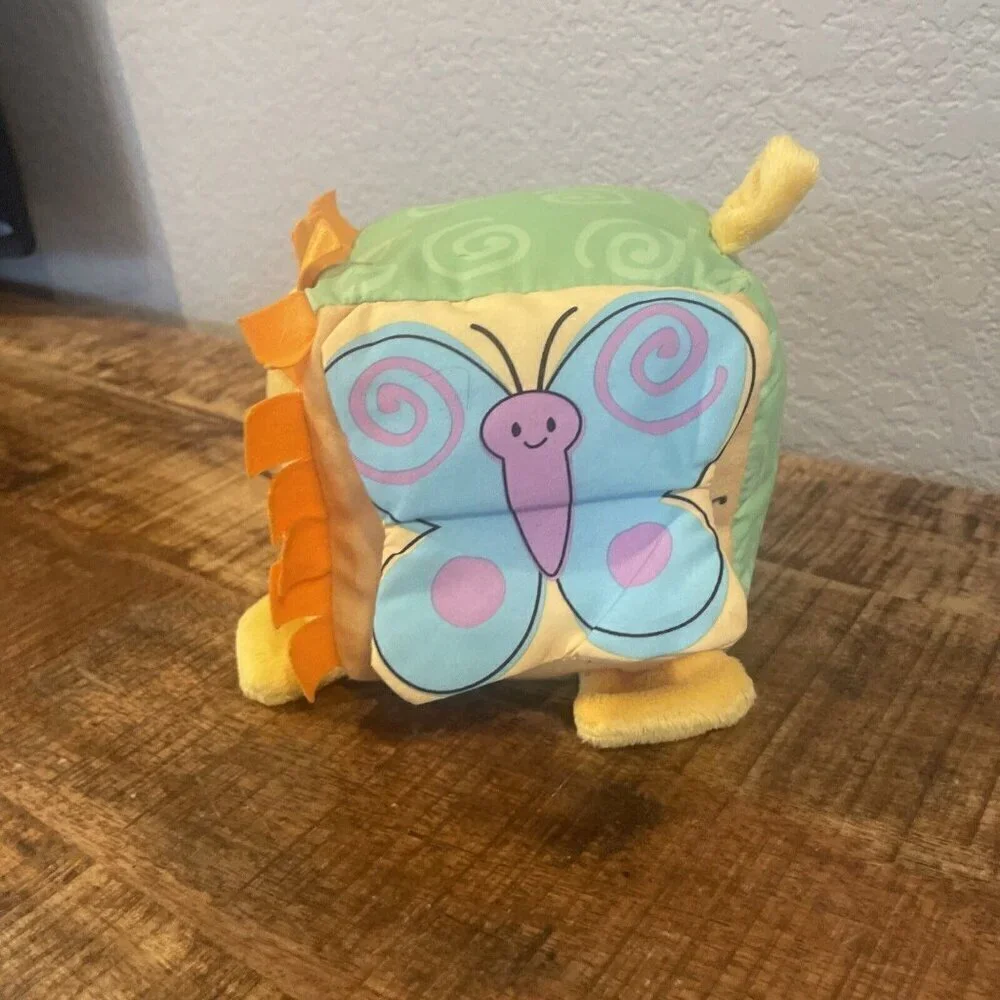 Fisher Price Lion Plush Baby Cube Butterfly Mirror Rattle Crinkle Toy 2011